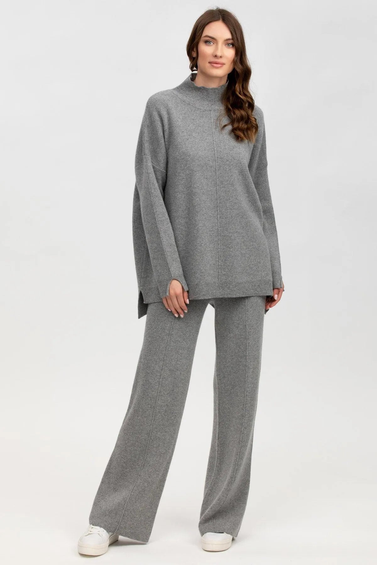 MERIBEL Grey Pants in Wool and Cashmere Pietro Brunelli