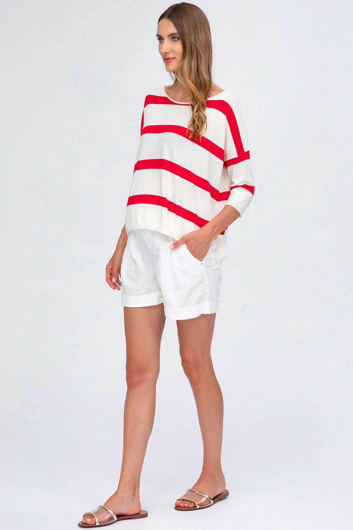 MINI SHORT IN LINO | Pantaloncini Premaman Bianchi - Pietro Brunelli