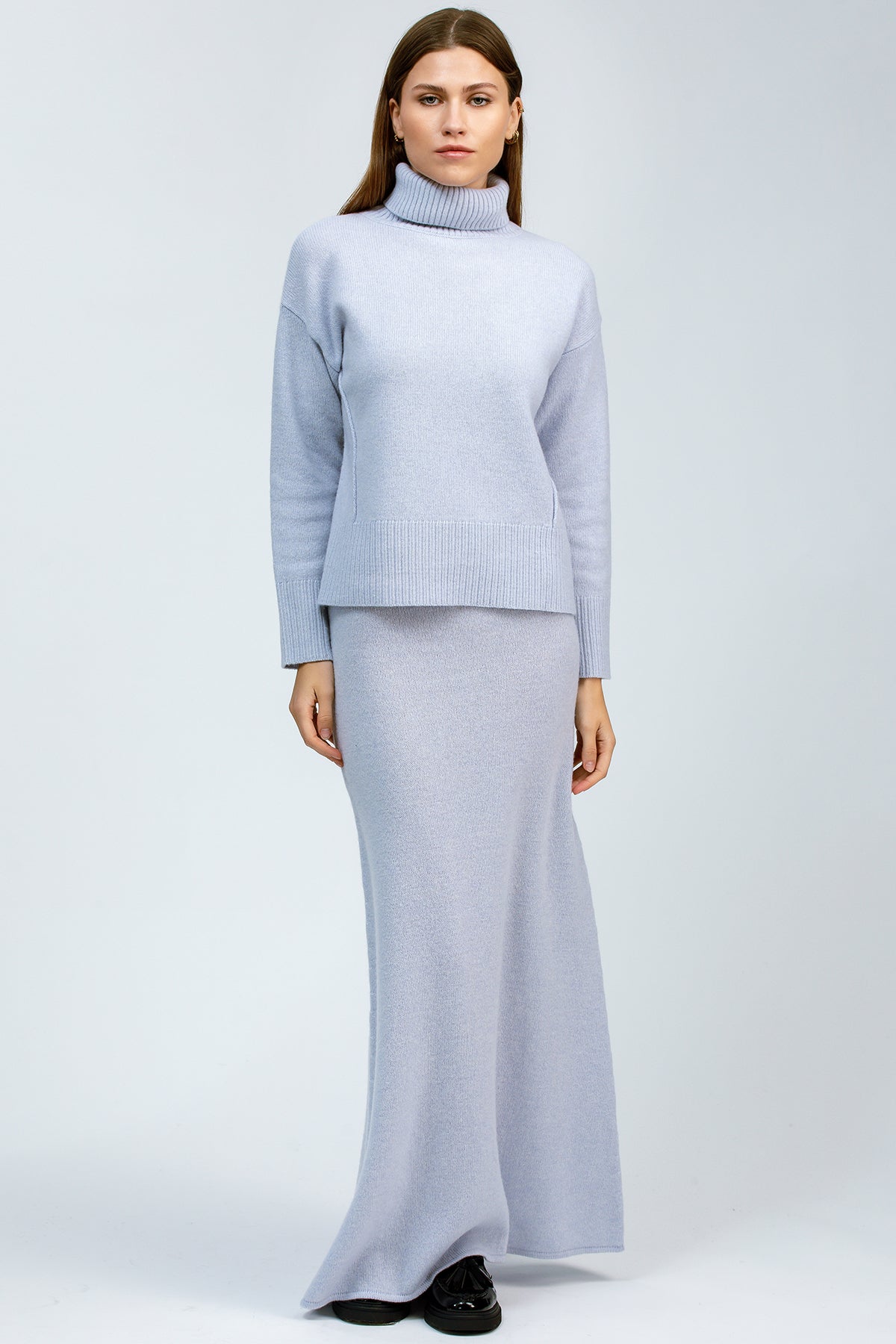 CHAMPOLUC | Maglione Azzurro in Lana Merinos e Cachemire