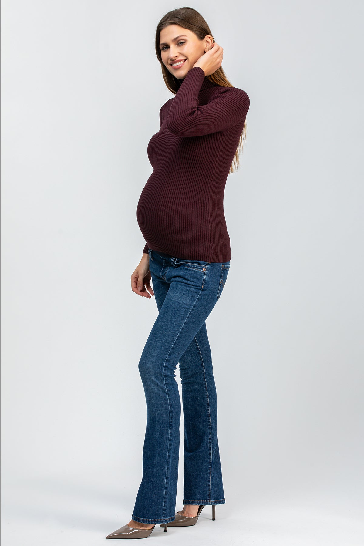 SLIM BOOTCUT WC42 | Jeans Premaman con Gamba Leggermente Svasata