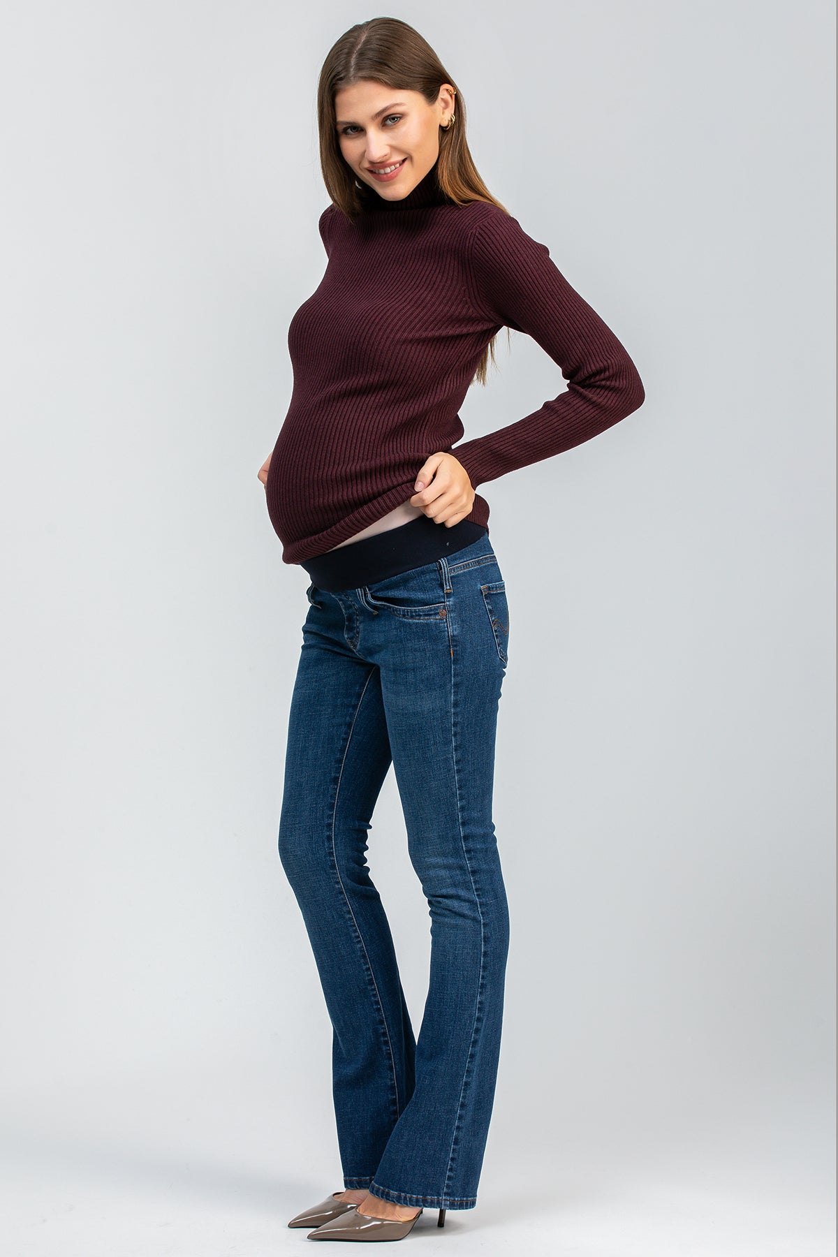 SLIM BOOTCUT WC42 | Jeans Premaman con Gamba Leggermente Svasata