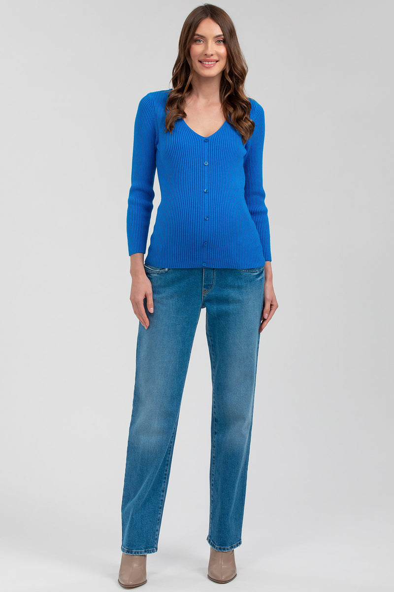 BELLA | Blue Maternity Top with 3/4 Sleeves