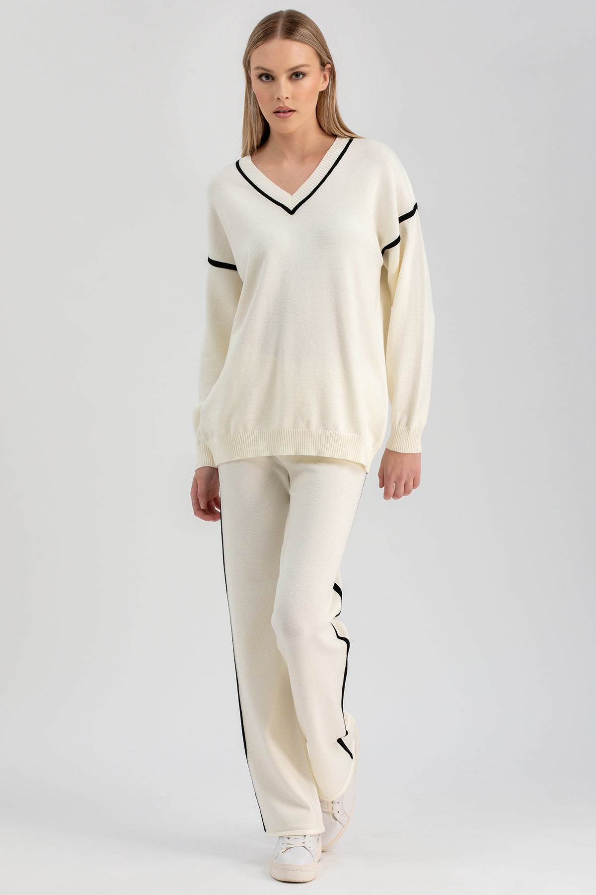 CRYSTAL | Pantaloni Bianchi a Gamba Dritta