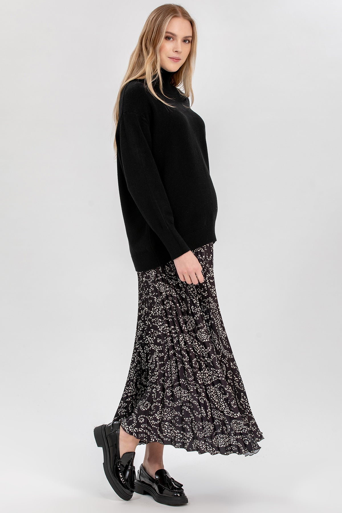 ANNABELLA QA64 | Gonna Premaman Plissé Lunga Stampata