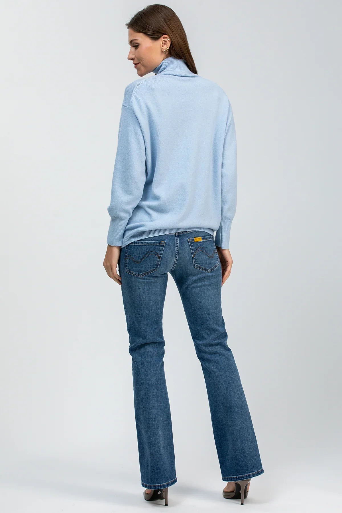 Blue maternity sweater with relaxed fit