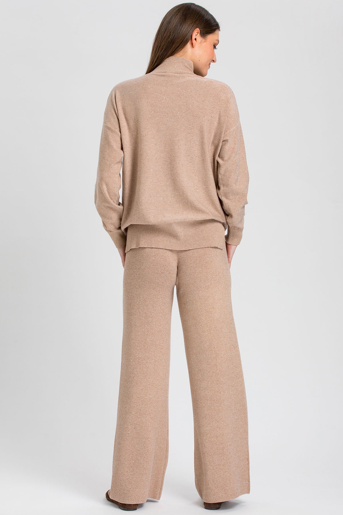 AURA | Beige Maternity Sweater with Shimmering Details