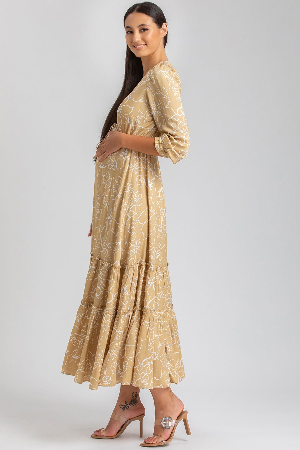 ALLEGRA QD51 | Maternity and Nursing Dress with Long Sleeves