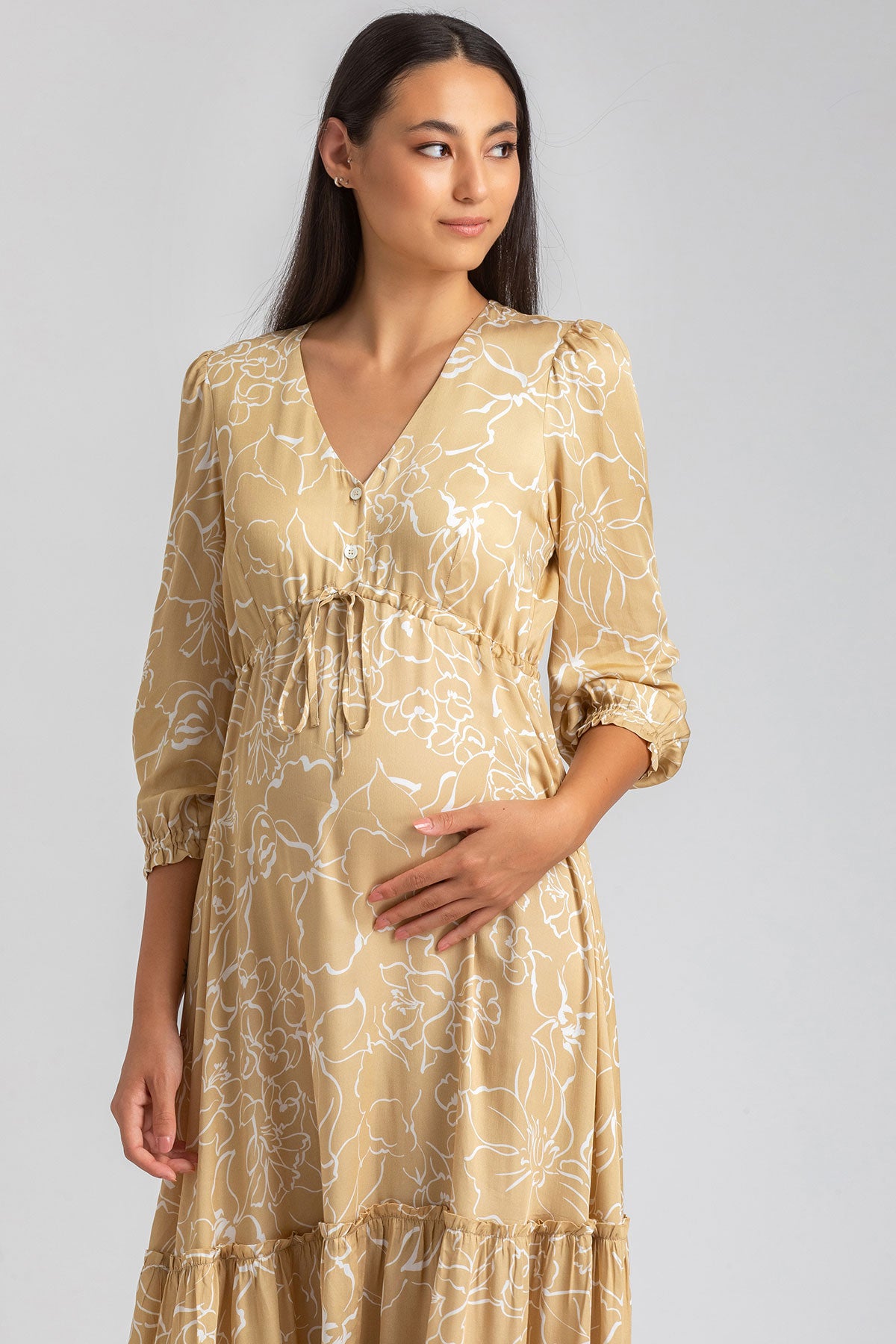 ALLEGRA QD51 | Maternity and Nursing Dress with Long Sleeves