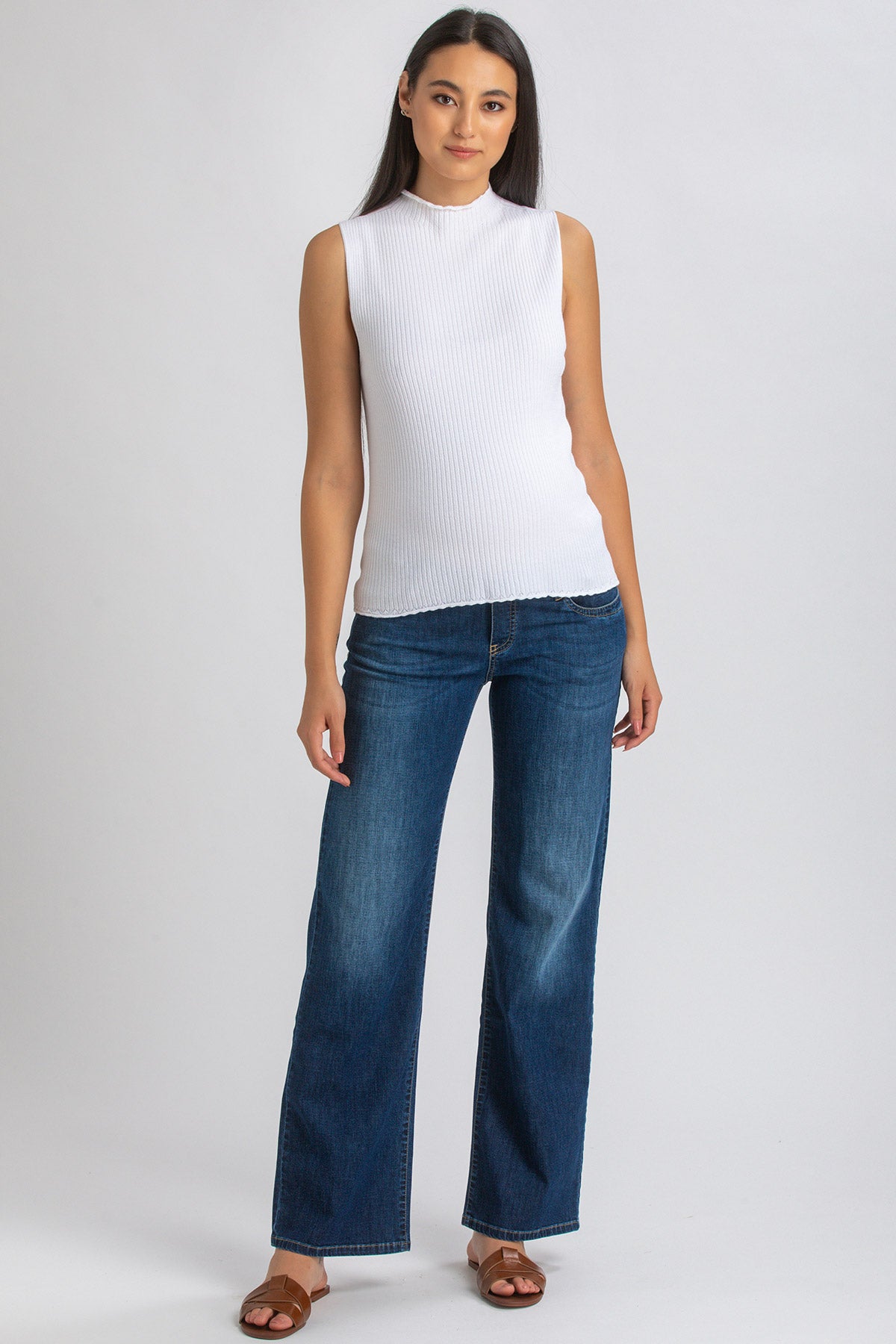 Jeans Premaman a Gamba Larga con Fascia Elastica