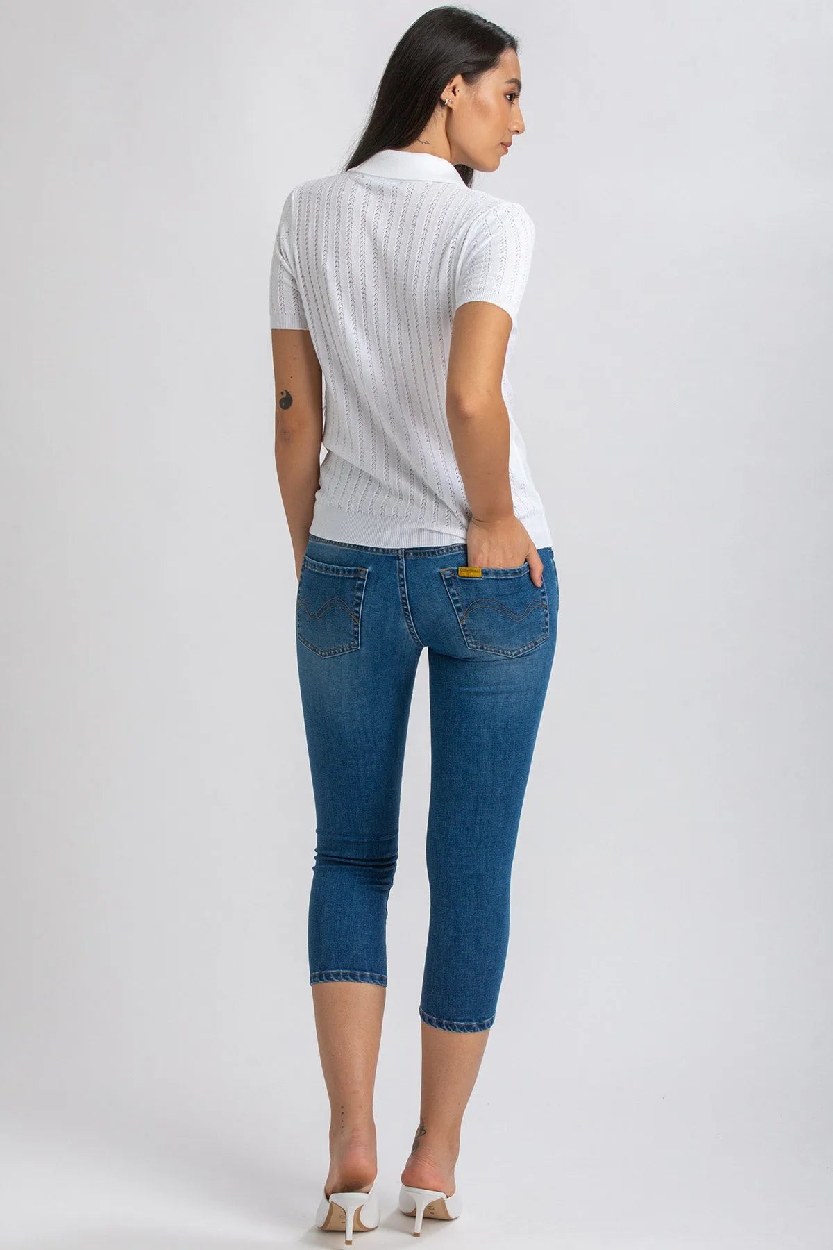 THALIA | White Maternity Top with Collar