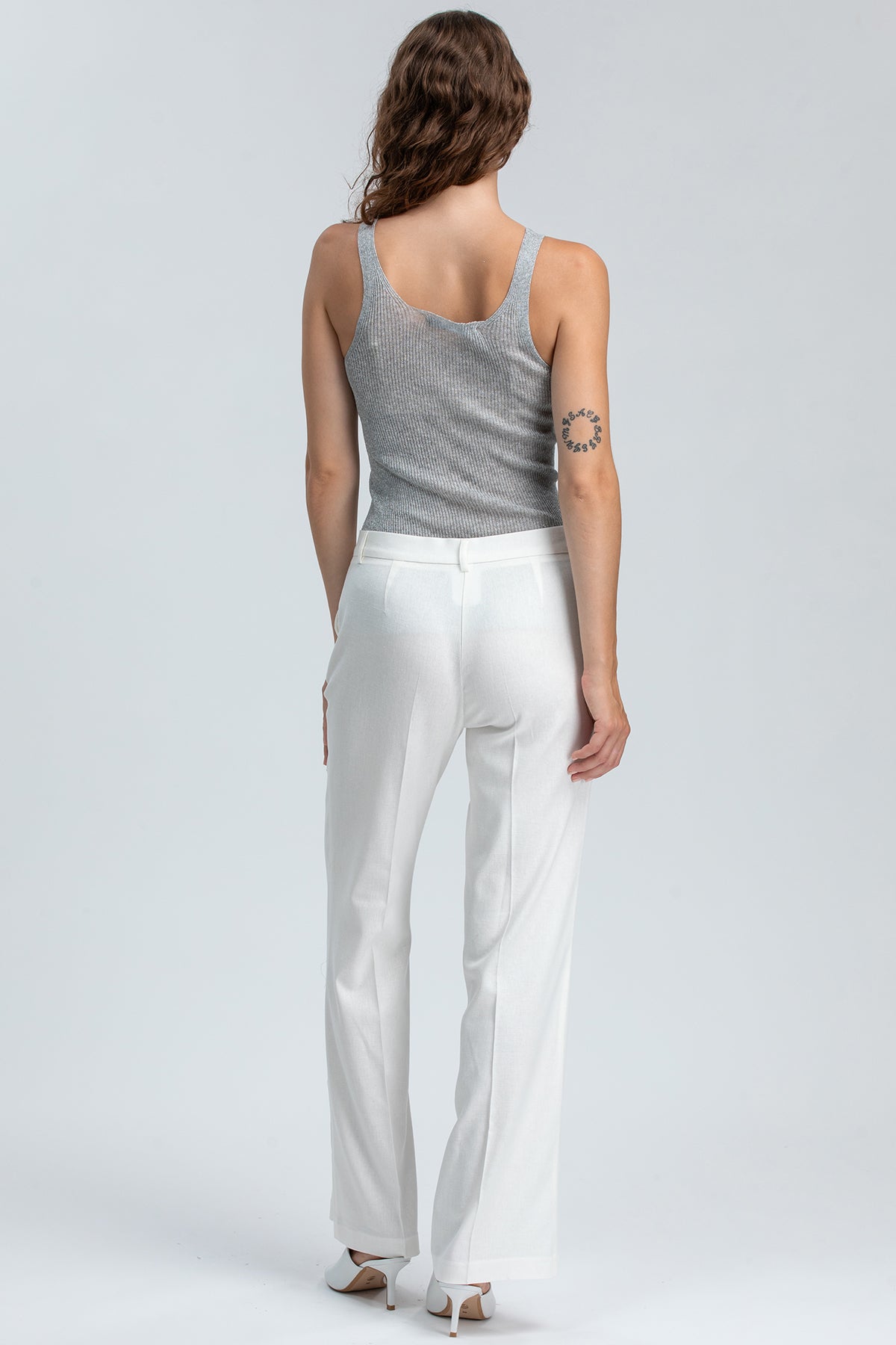 SANTORINI | Top Argento con Scollo Squadrato