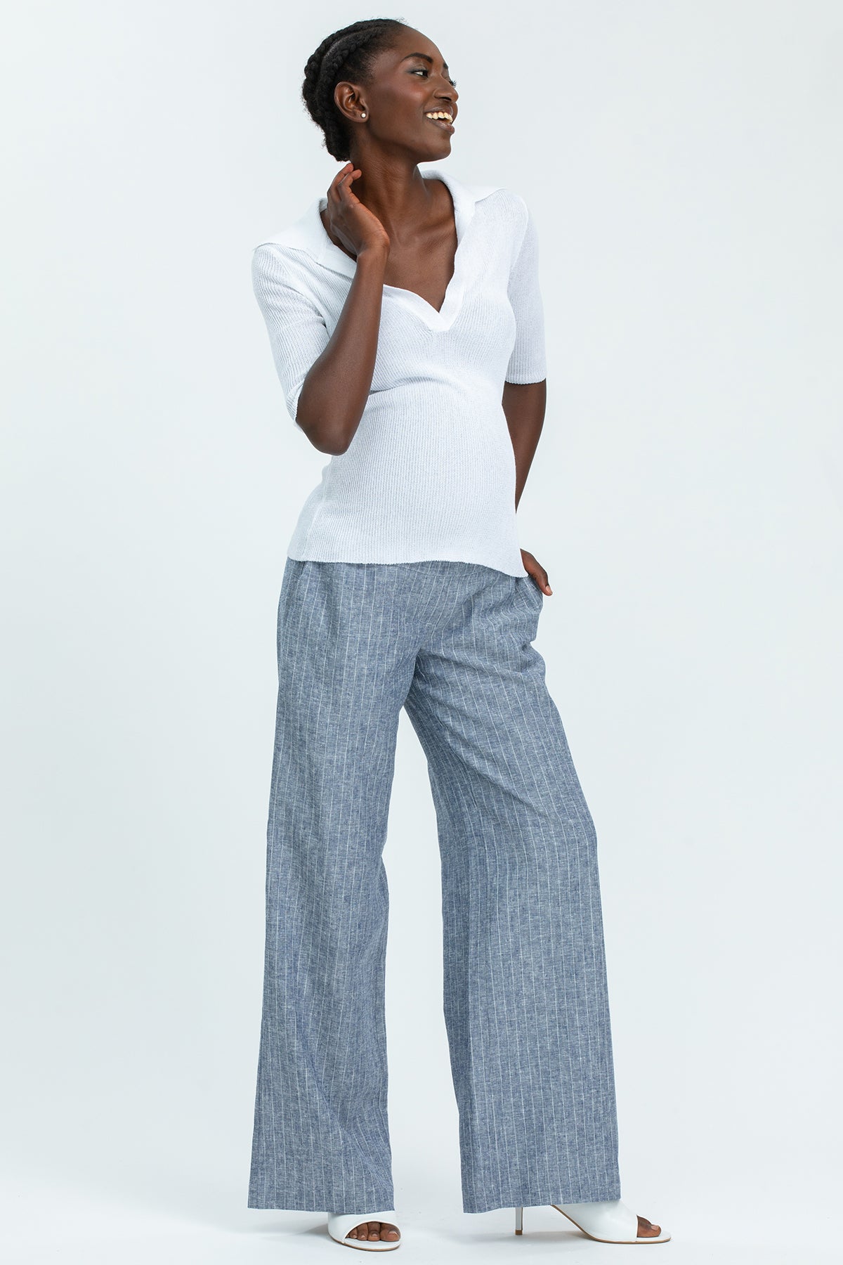 BURANO | White Maternity Top with Collar