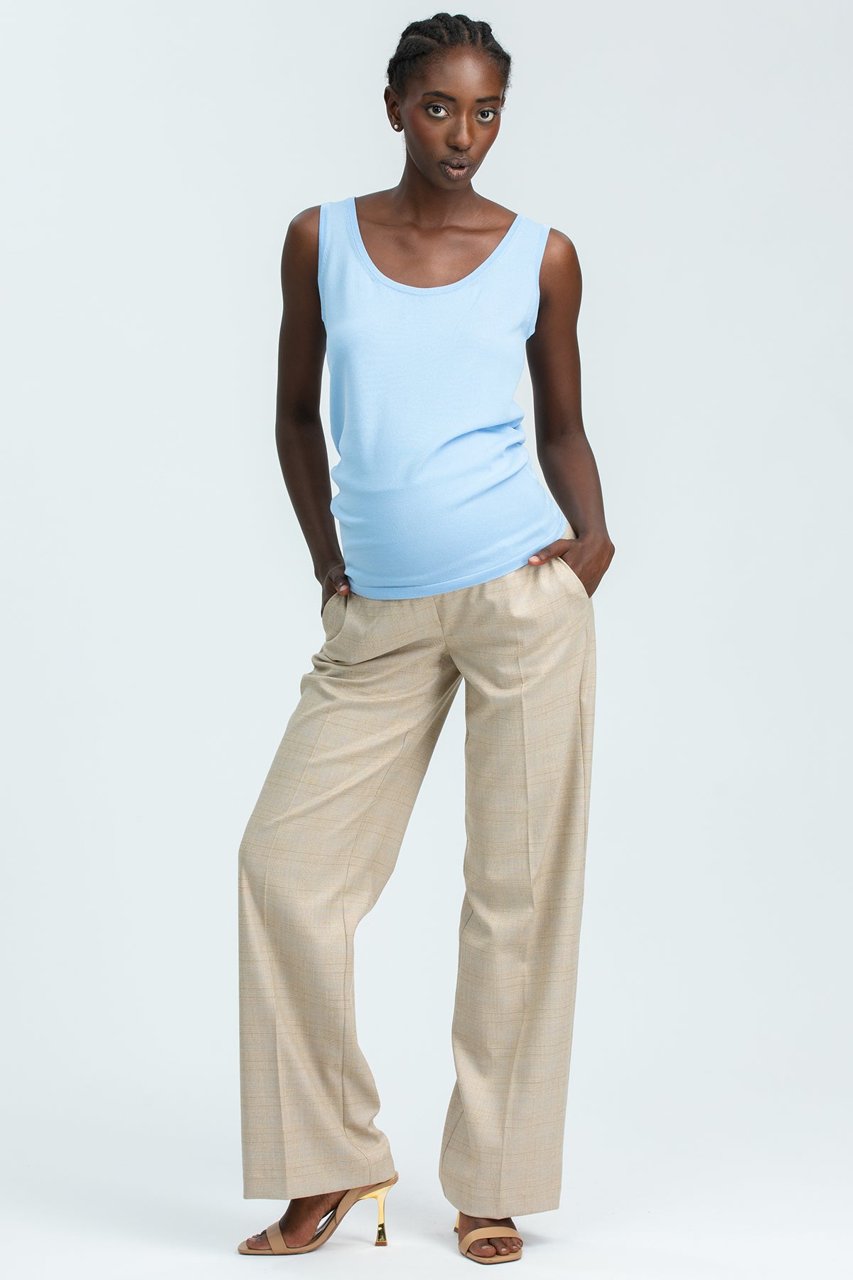 MARETTIMO | Top Premaman Azzurro con Scollo Rotondo