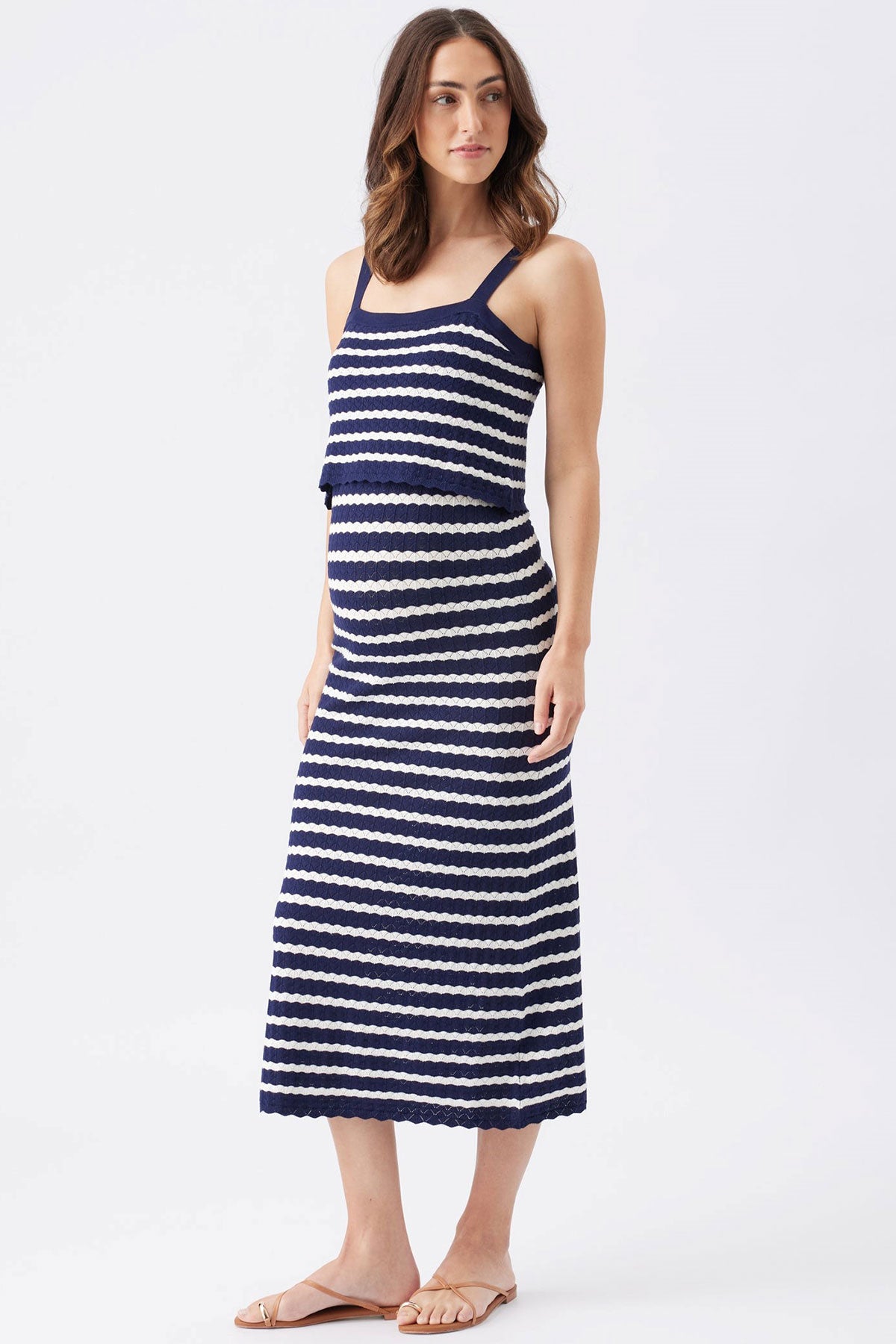 POINTELLE | Blue Striped Maternity and Nursing Dress
