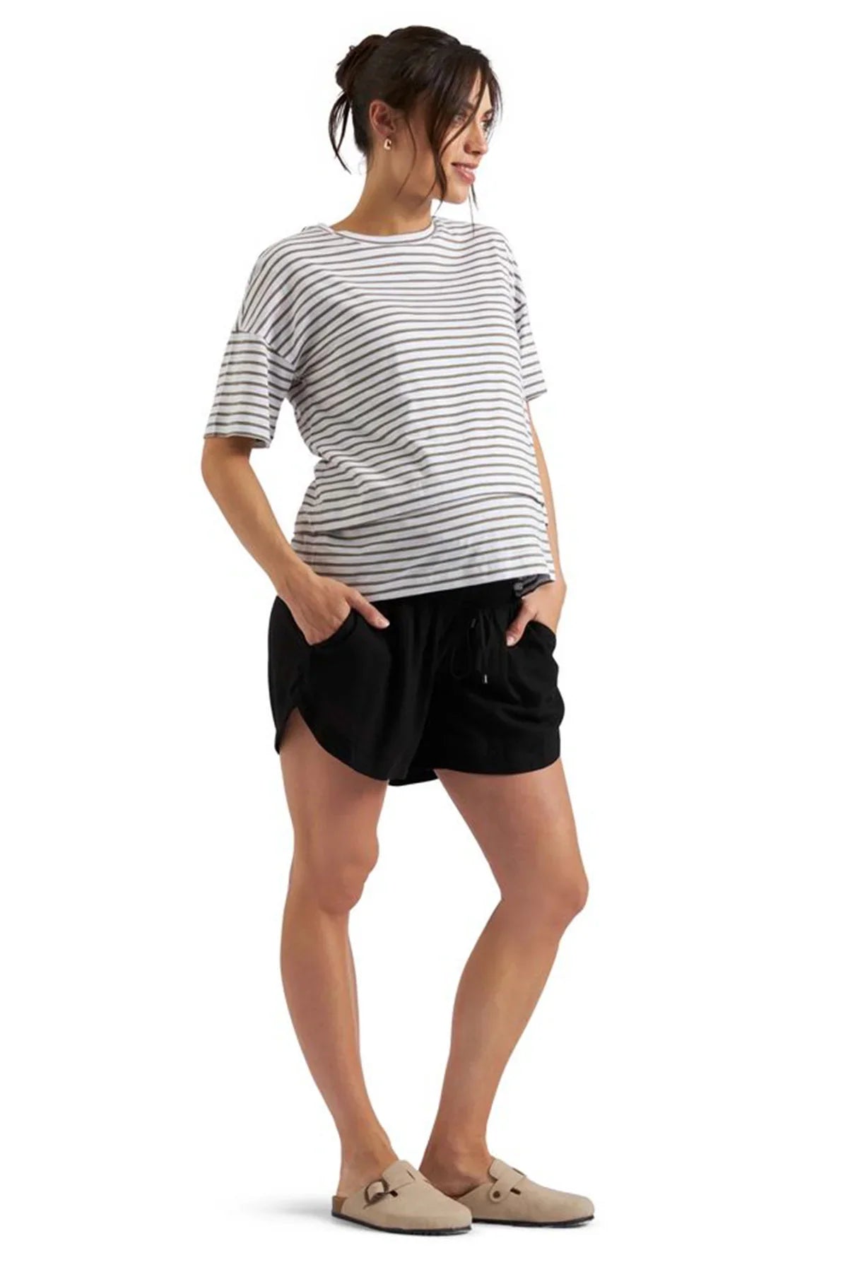 BYRON | Shorts Premaman Neri in Lino