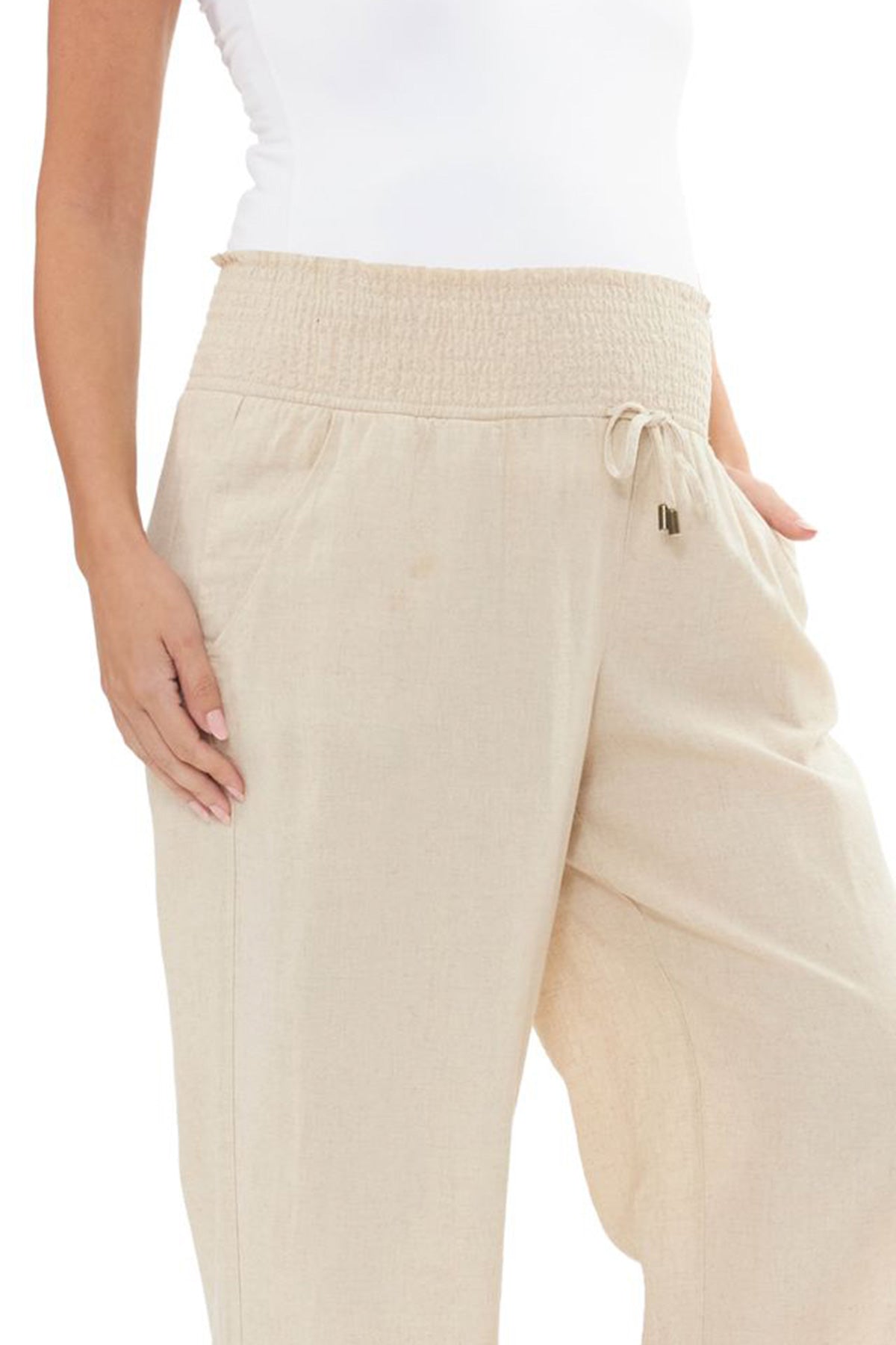 INDI | Pantaloni Premaman in Lino Beige