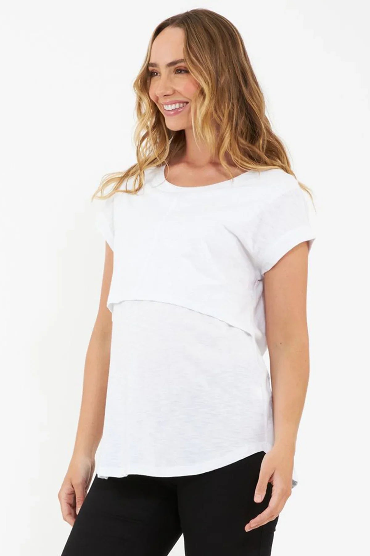 Maglia premaman e allattamento bianca Ripe a maniche corte.
