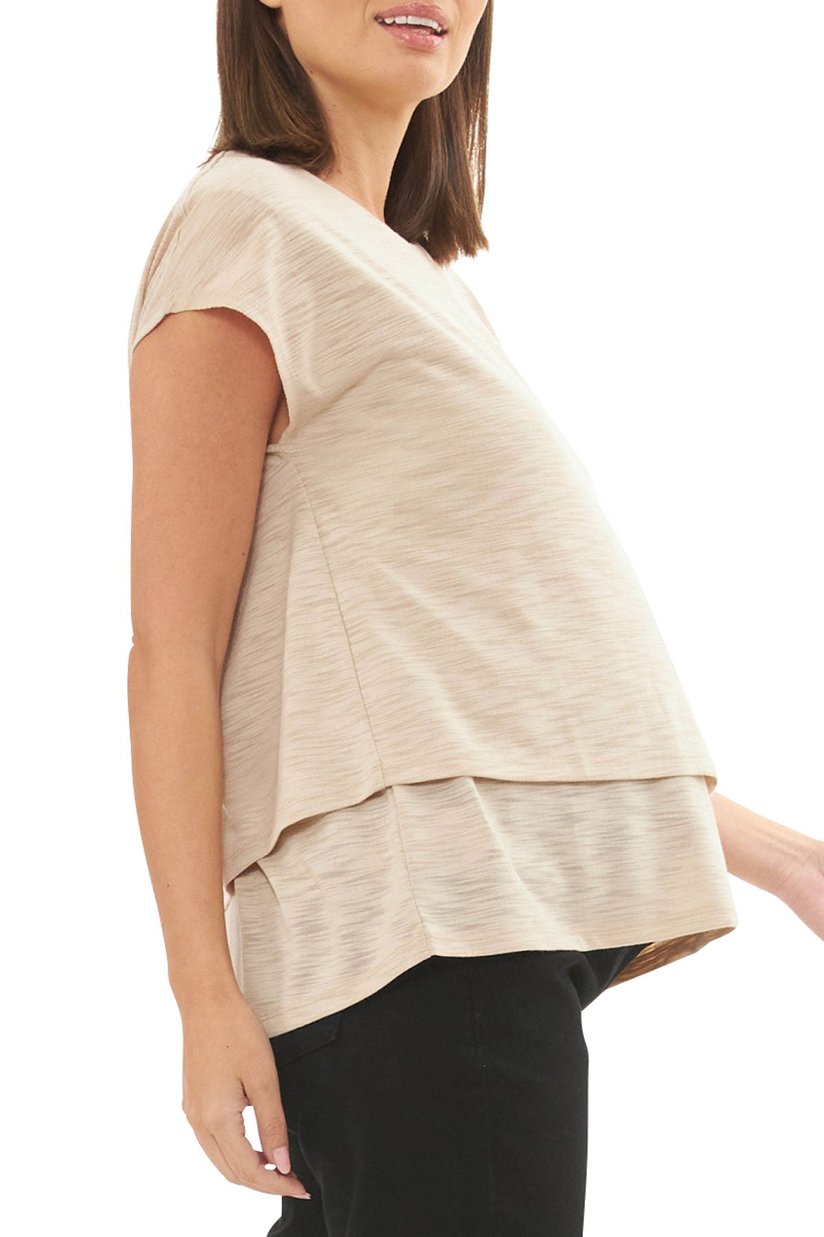 JAZMIN | Beige Maternity and Nursing T-Shirt