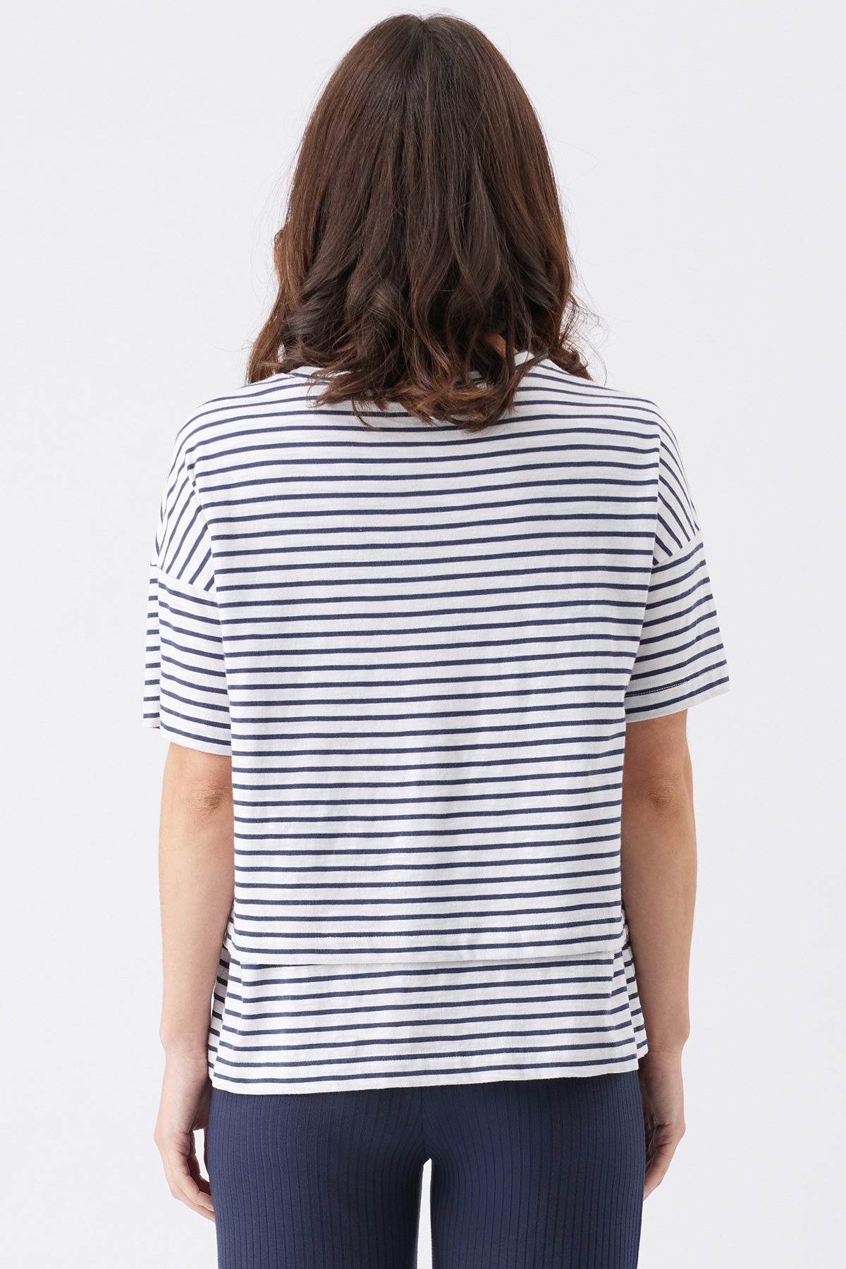 CLAUDETTE | Maglia Premaman e Allattamento a Righe Blu