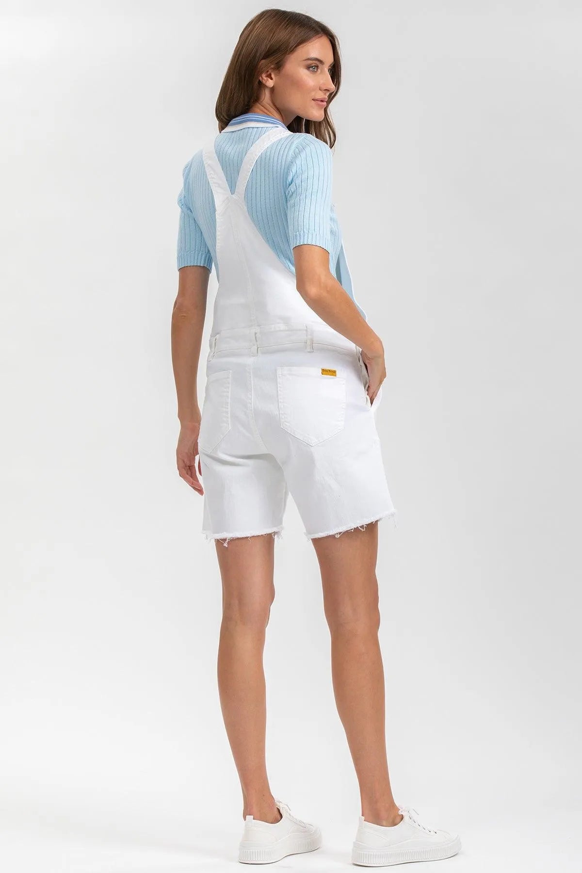 VICTORIA | Salopette Premaman in Denim Bianco - Pietro Brunelli