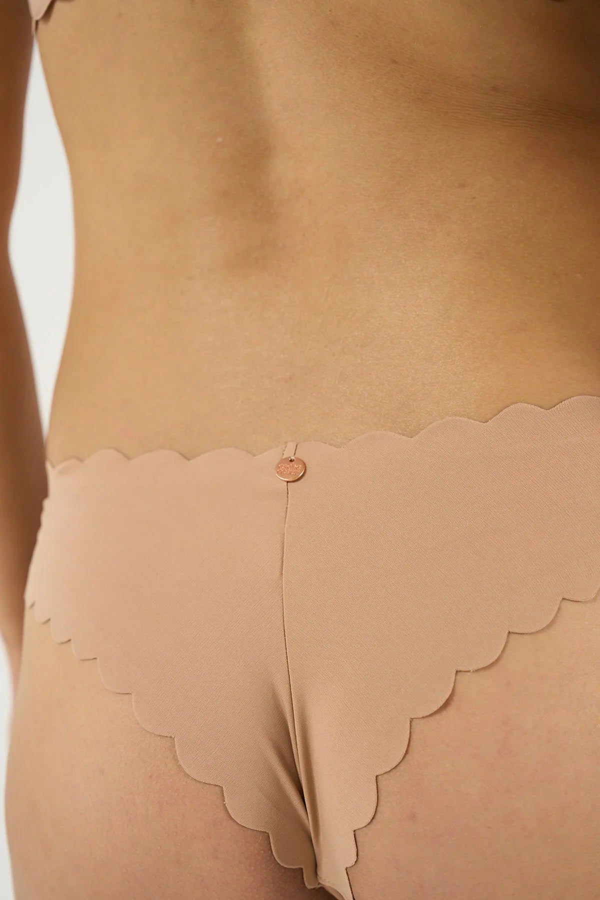 Slip premaman beige Cache Coeur con bordo a festoni