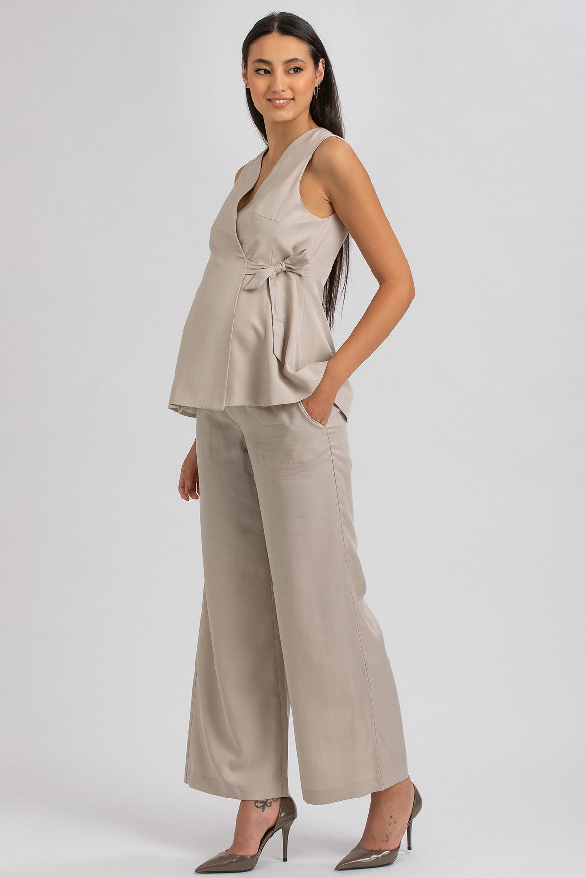 DARCY | Beige Maternity Vest