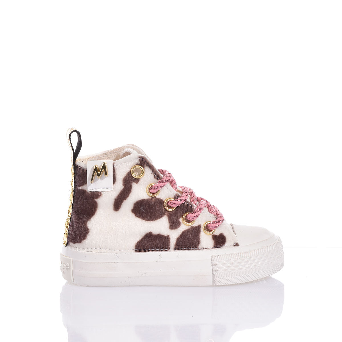 Scarpa neonata fantasia animalier con lacci rosa, accessorio per abbigliamento premaman
