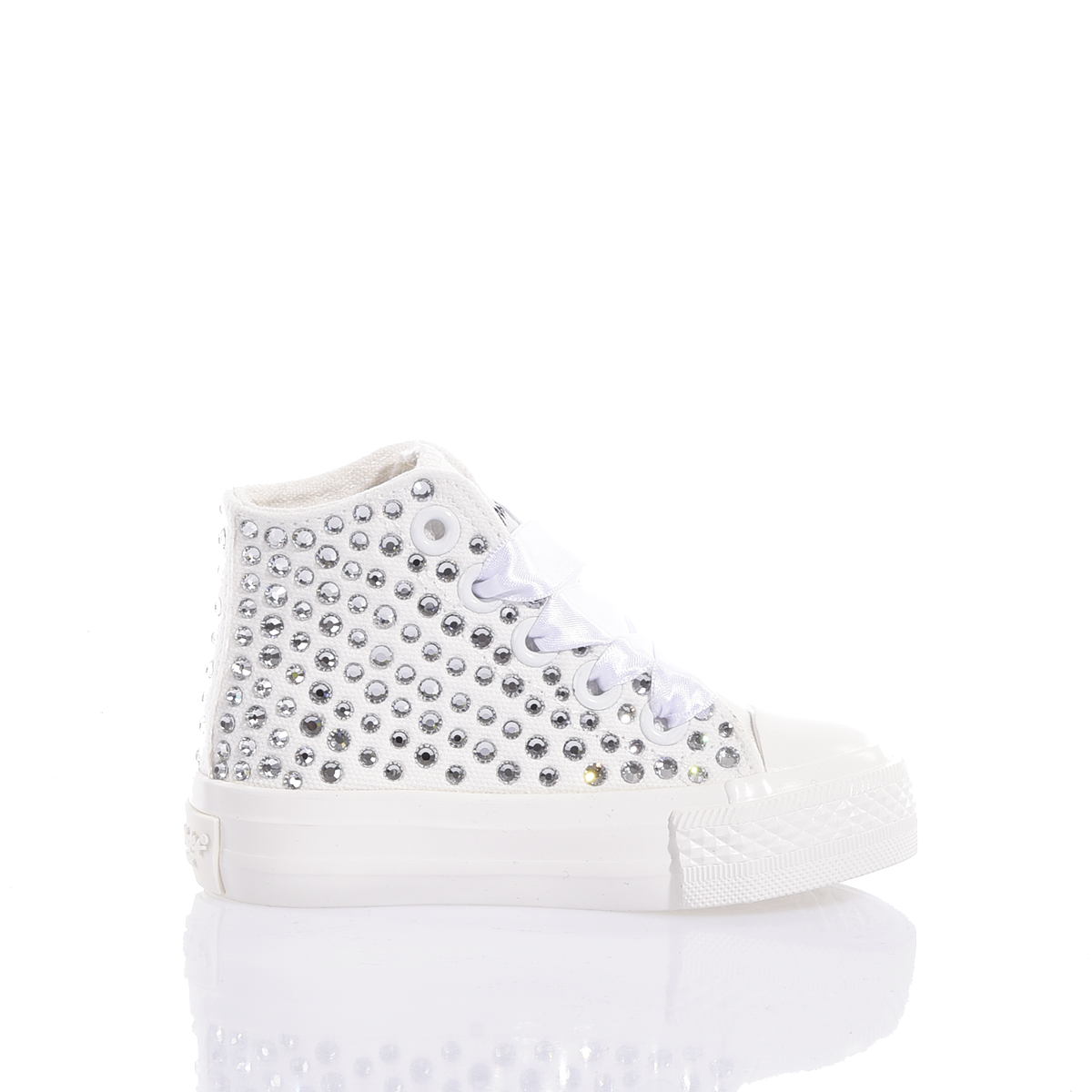 Scarpa neonato bianca con strass, sneaker elegante per abbigliamento premaman