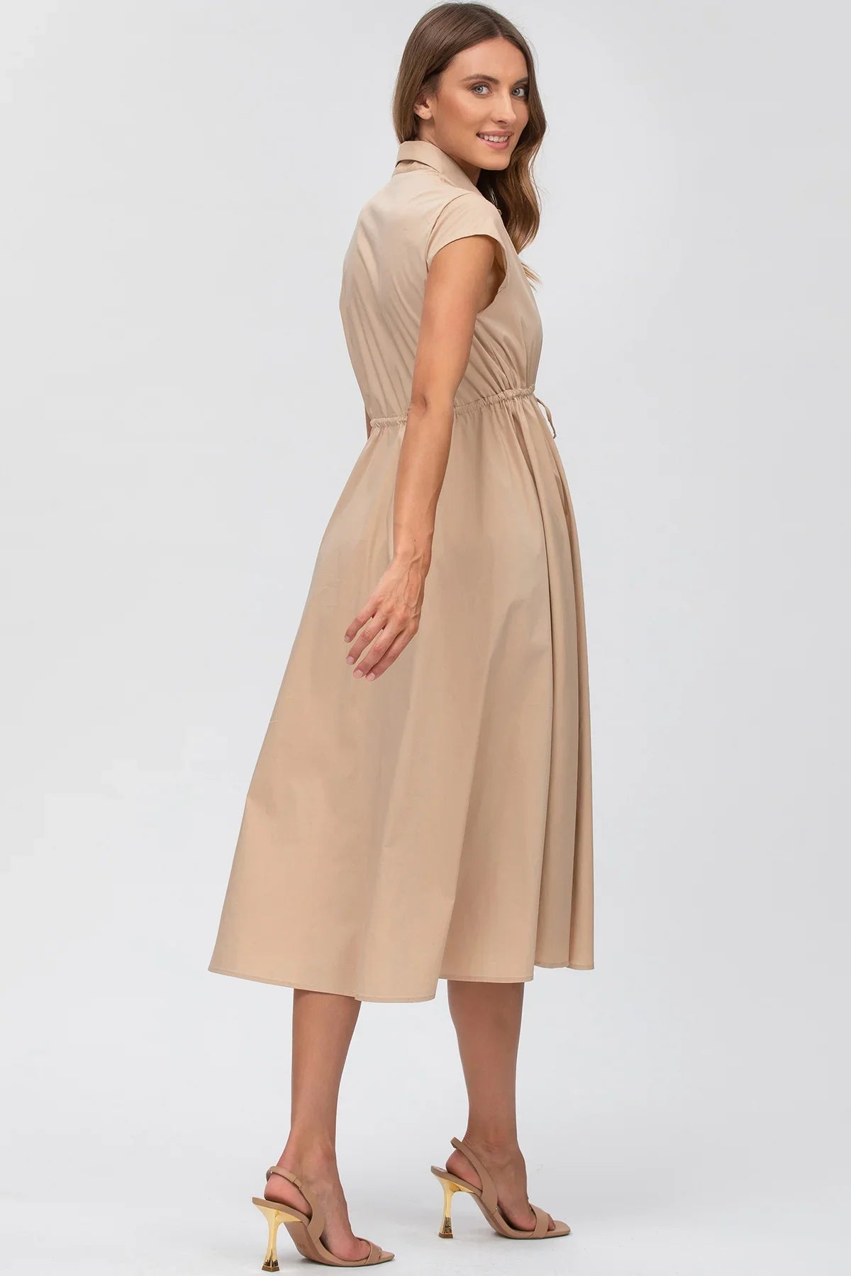 CELESTE | Beige Maternity Dress in Cotton