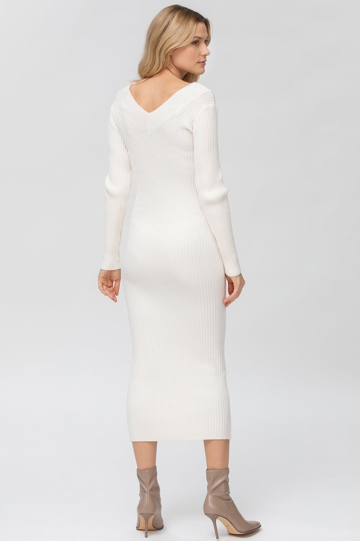 CARA | Abito Premaman Aderente Bianco con Scollo a V
