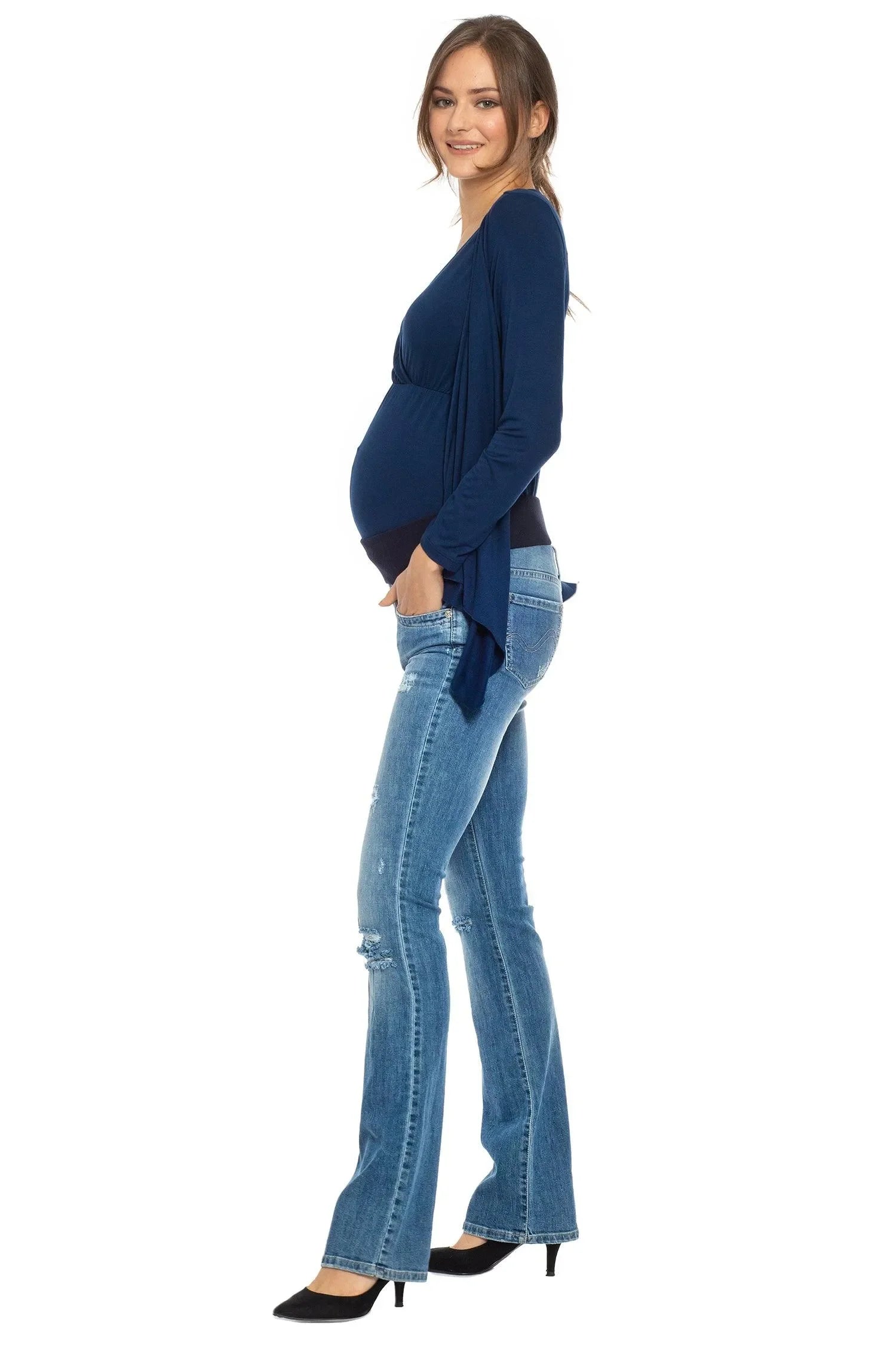 SLIM BOOTCUT W607 | Jeans Premaman con Rotture - Pietro Brunelli