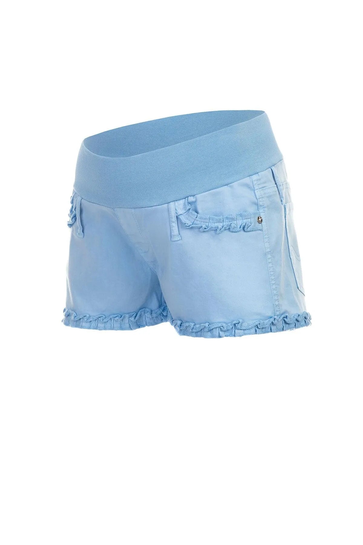 BONNIE MINI SHORTS AZZURO | Pantaloncini Premaman in Cotone - Pietro Brunelli
