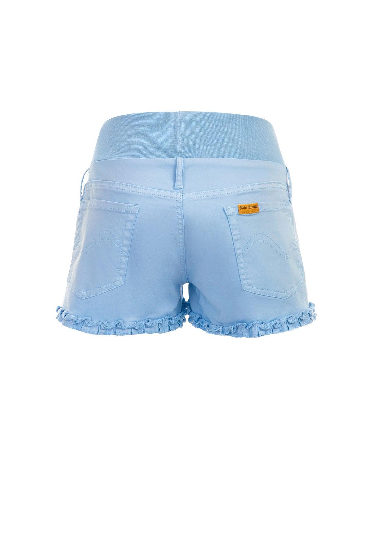 BONNIE MINI SHORTS AZZURO | Pantaloncini Premaman in Cotone - Pietro Brunelli