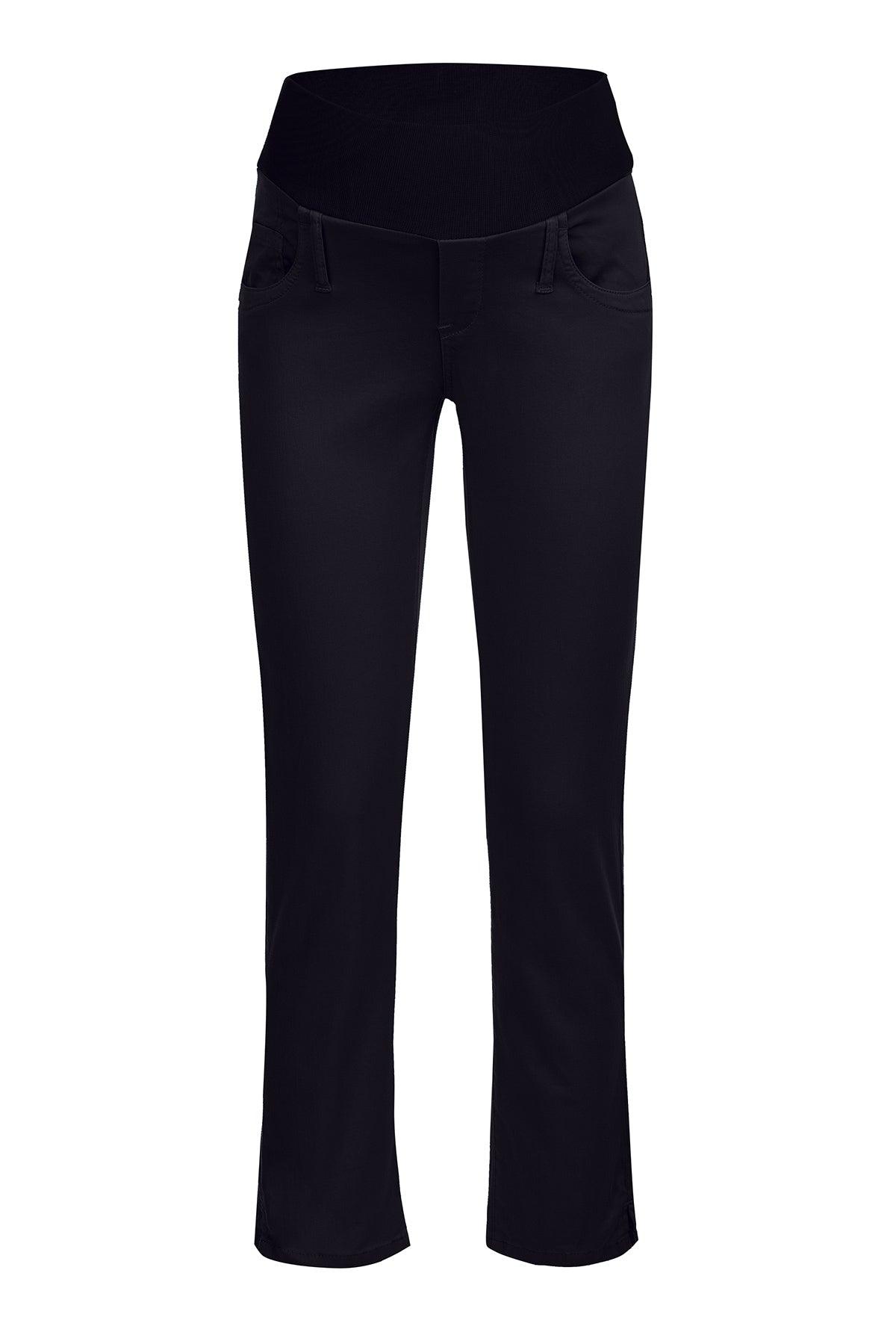 Pantaloni premaman neri con fascia elasticizzata in vita, tessuto morbido e confortevole