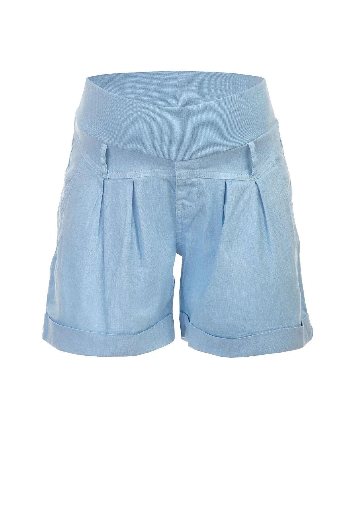 MINI SHORT IN LINO | Pantaloncini Premaman Blu - Pietro Brunelli