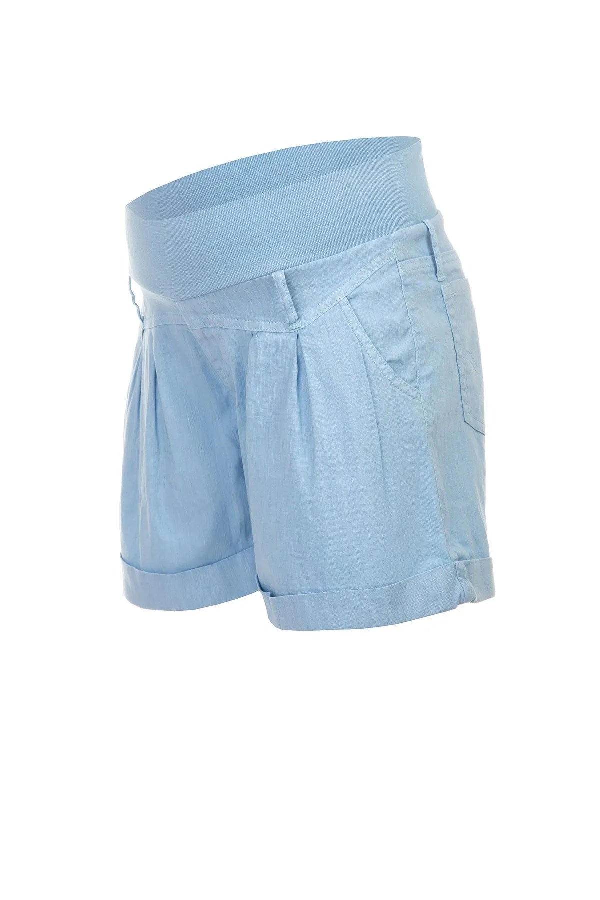 MINI SHORT IN LINO | Pantaloncini Premaman Blu - Pietro Brunelli