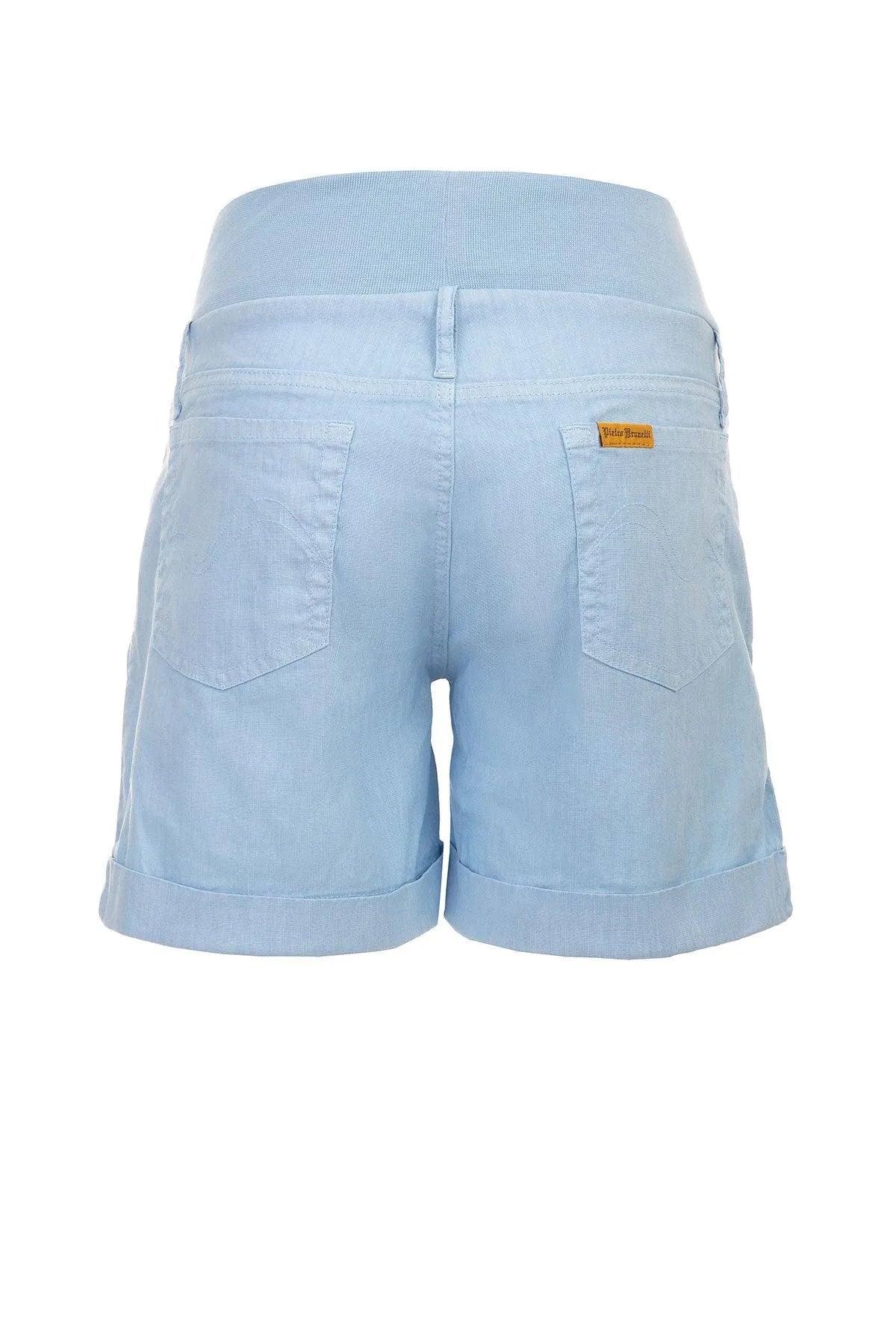 MINI SHORT IN LINO | Pantaloncini Premaman Blu - Pietro Brunelli