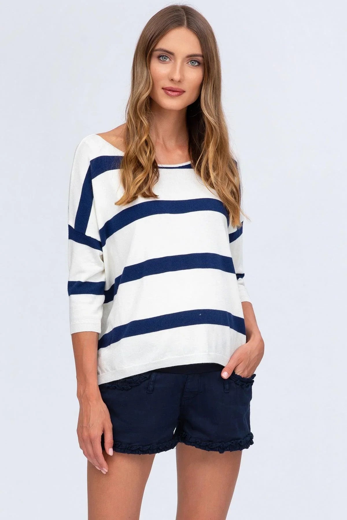 BONNIE MINI SHORTS BLU | Pantaloncini Premaman in Cotone - Pietro Brunelli