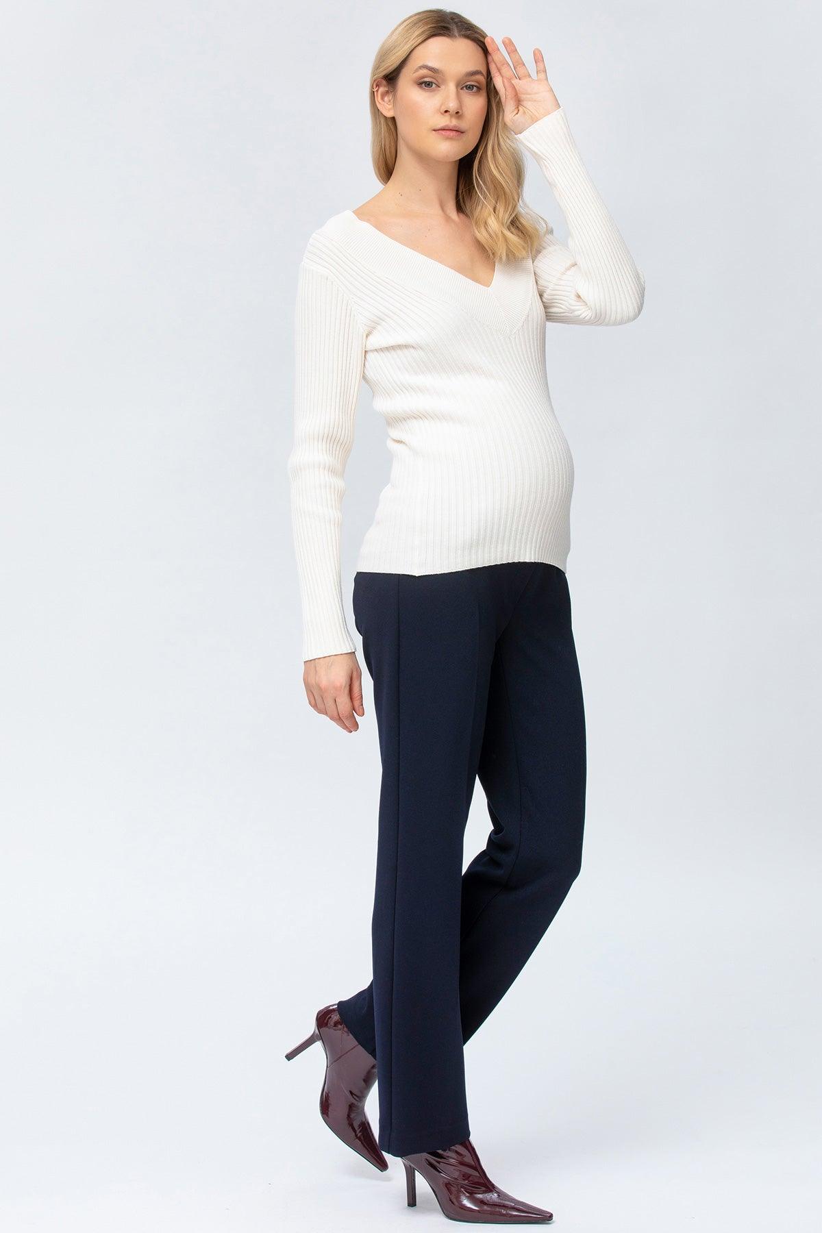 Pantaloni Premaman Blu a Gamba Dritta