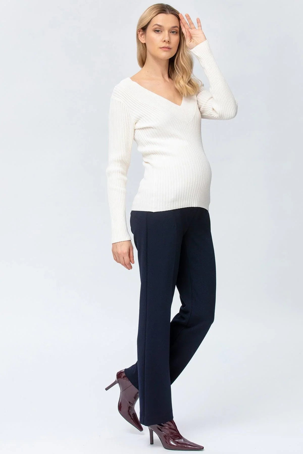 Pantaloni Premaman Blu a Gamba Dritta