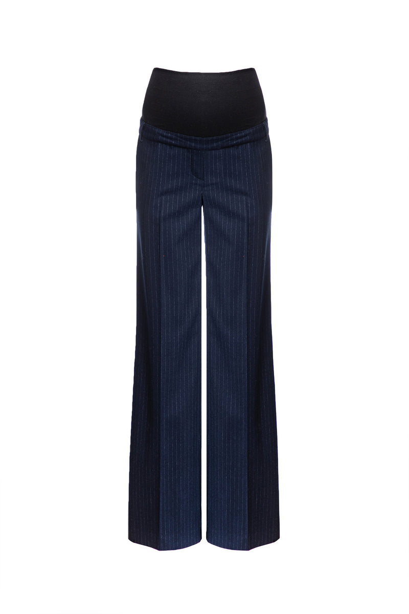 LEONARD | Pantalone Premaman Gessato a Gamba Larga
