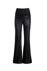 BRAD | Flared Maternity Pants in Black Vegan Leather