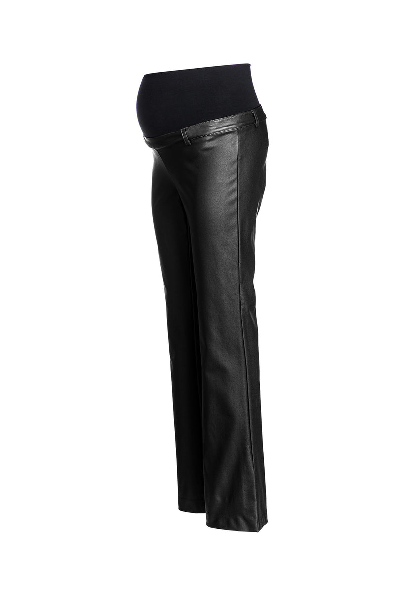 BRAD | Flared Maternity Pants in Black Vegan Leather