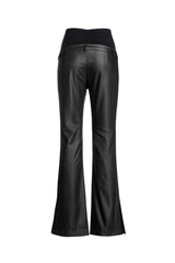 BRAD | Flared Maternity Pants in Black Vegan Leather