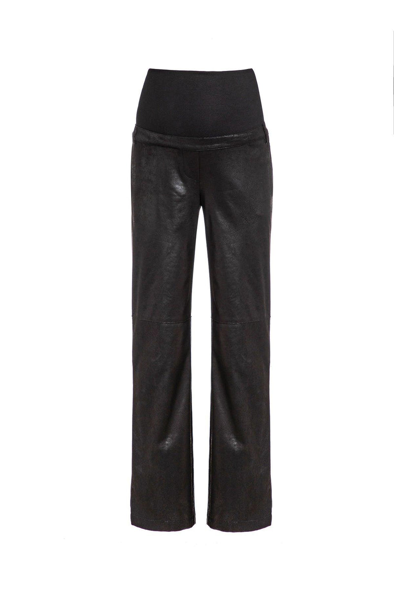LOGAN | Pantaloni Premaman in Pelle Vegana Nero