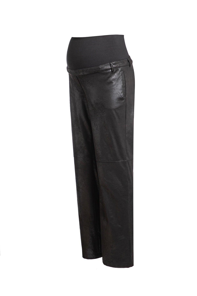 LOGAN | Pantaloni Premaman in Pelle Vegana Nero