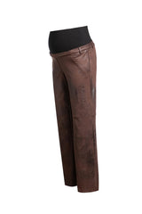 LOGAN | Maternity Pants in Brown Vegan Leather