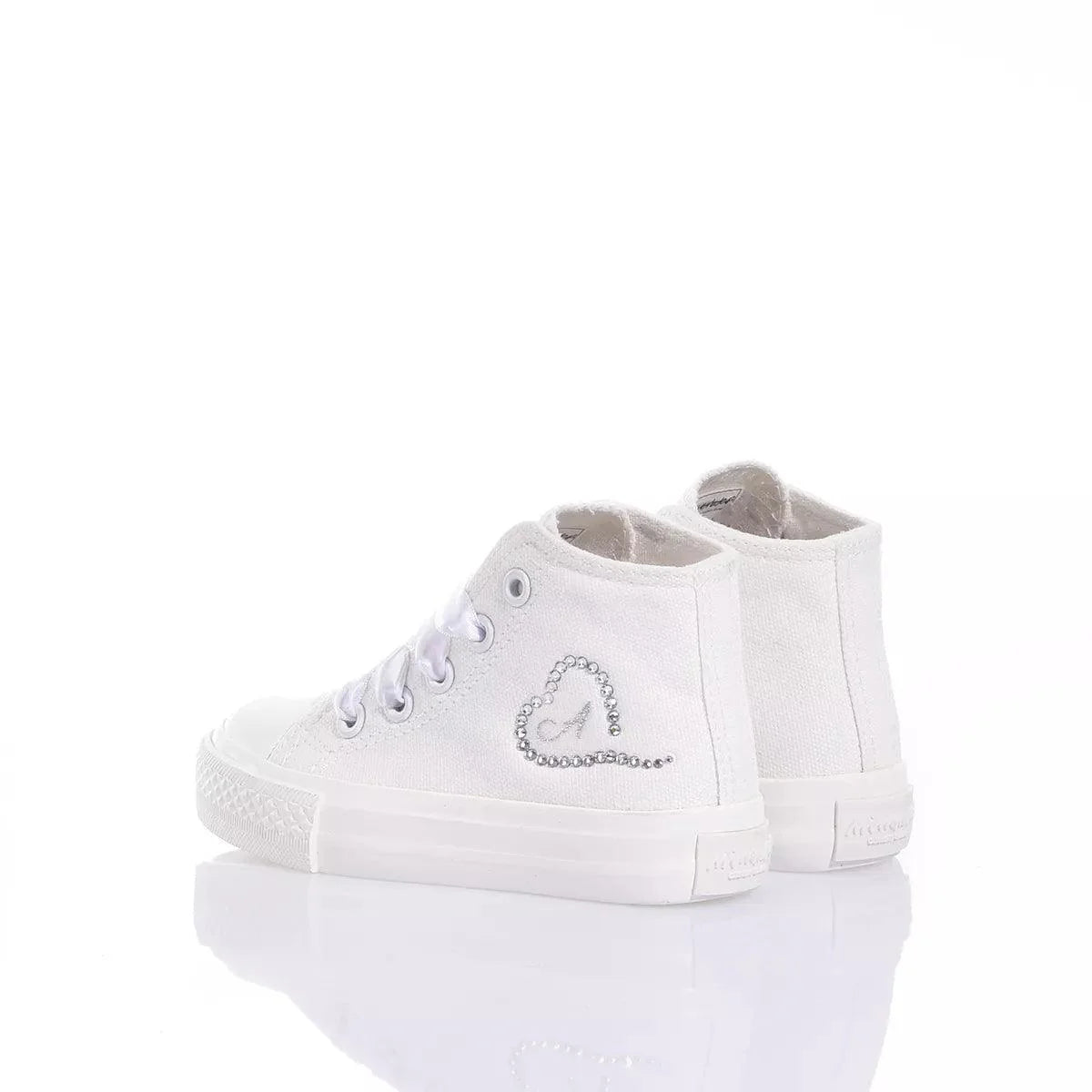 Sneakers bianche premaman con cuore di strass, scarpe comode per gravidanza