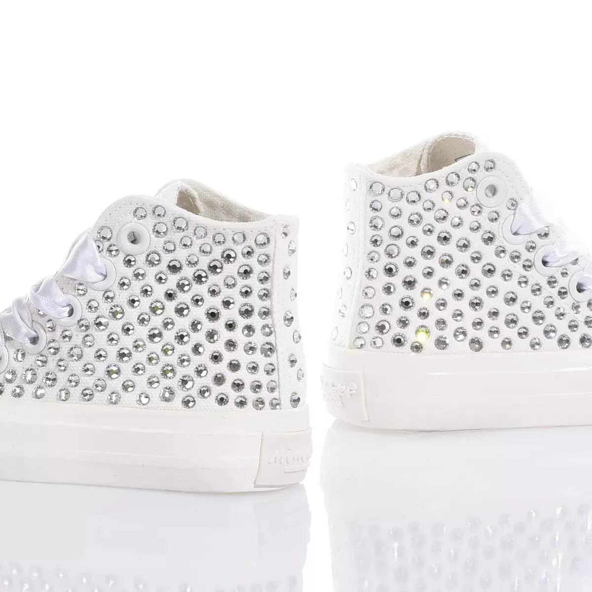 Sneakers bianche con strass, scarpe moda premaman, calzature comode per gravidanza