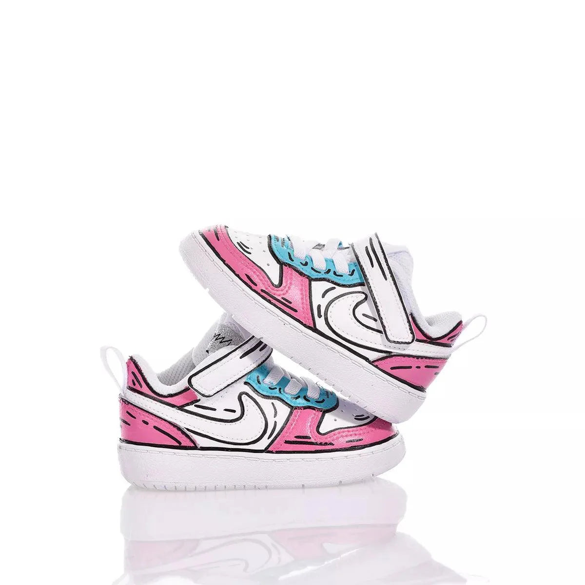 Scarpe da ginnastica bianche e rosa per bambini, stile cartone animato, moda baby premaman